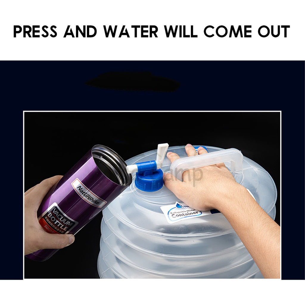 Naturehike Folding Collapsible Water Bucket with Tap Picnic Hiking Camping Container Tent Mobi Garden Travel Fishing