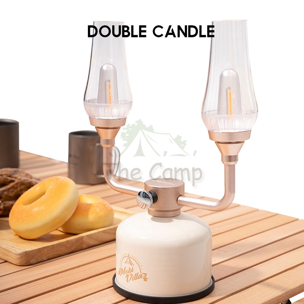 Mobi Garden Double Retro Lantern Stepless Dimming LED Standing Table Lamp Camping Light Outdoor USB Hiking Fishing