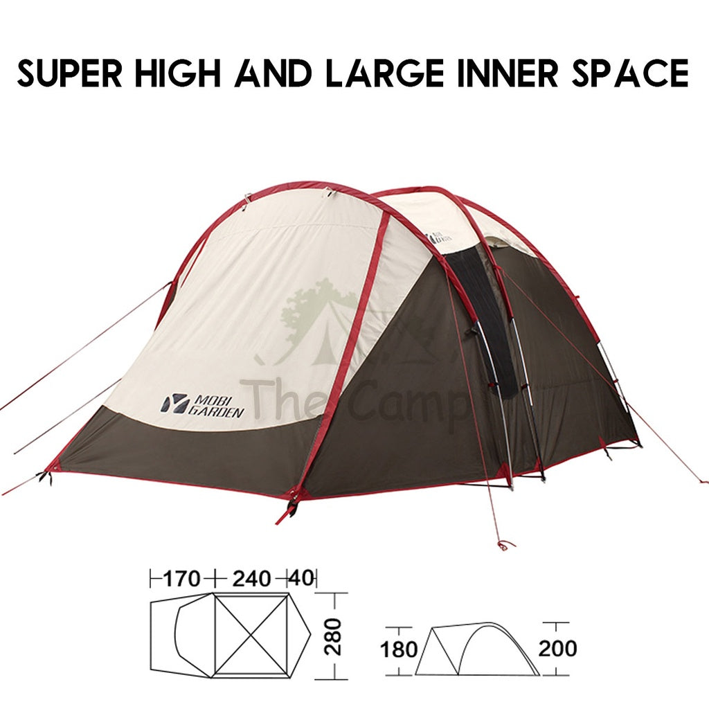 Mobi Garden Back Room Tent 1 Hall 1 Room Large Space 4 5 6 People Quick Fast Rainproof Outdoor Camping Browns Naturehike