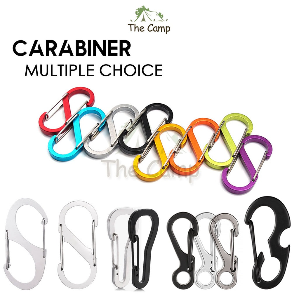 Carabiner D Shape S Shape Aluminium Stainless Steel Buckle Clip Key Chain Outdoor Camping Paracord Spring Keyring Hook