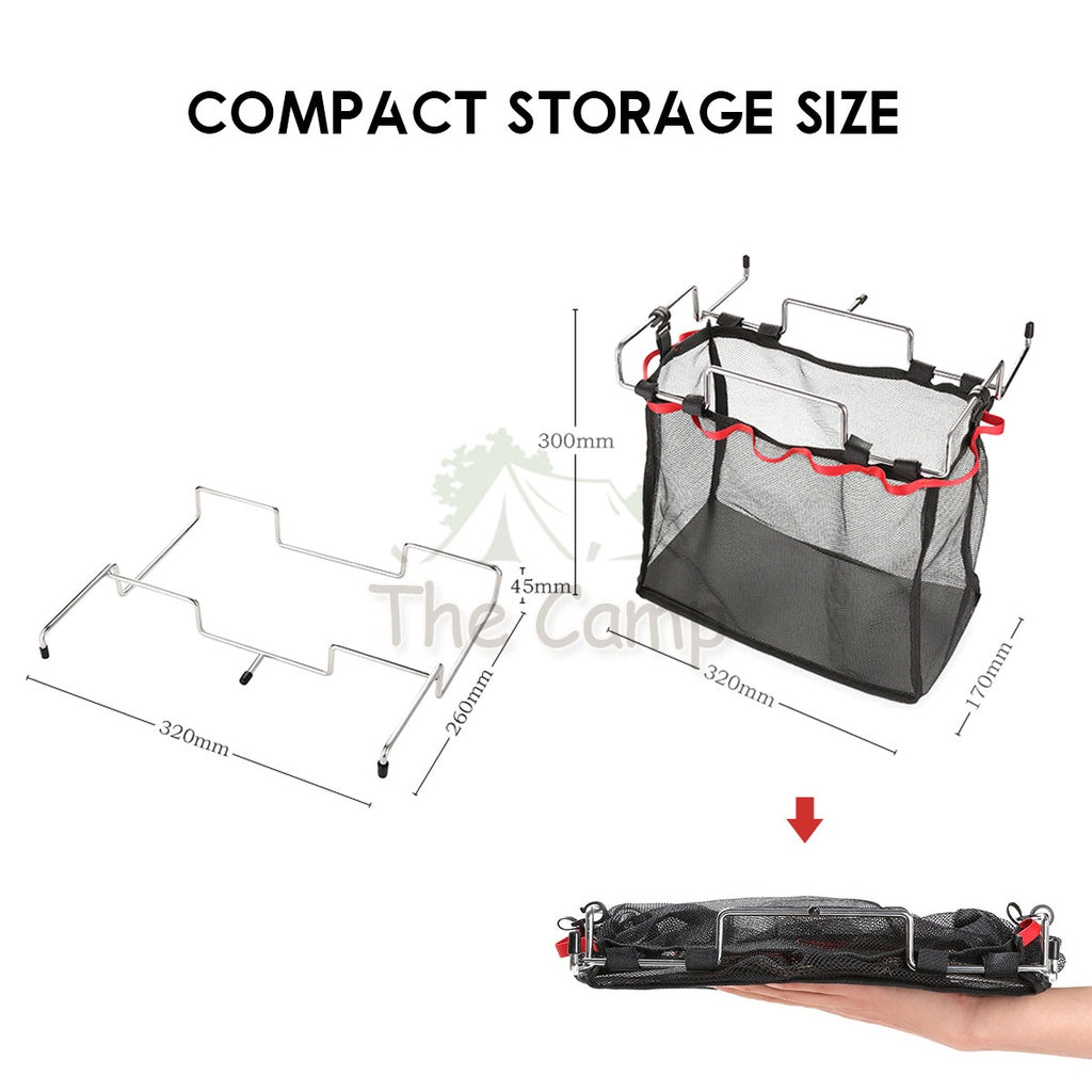 Table Side Rack Garbage Bin Disposable Portable Camping Rubbish Trash Holder Stand Stainless Steel Organizer Storage