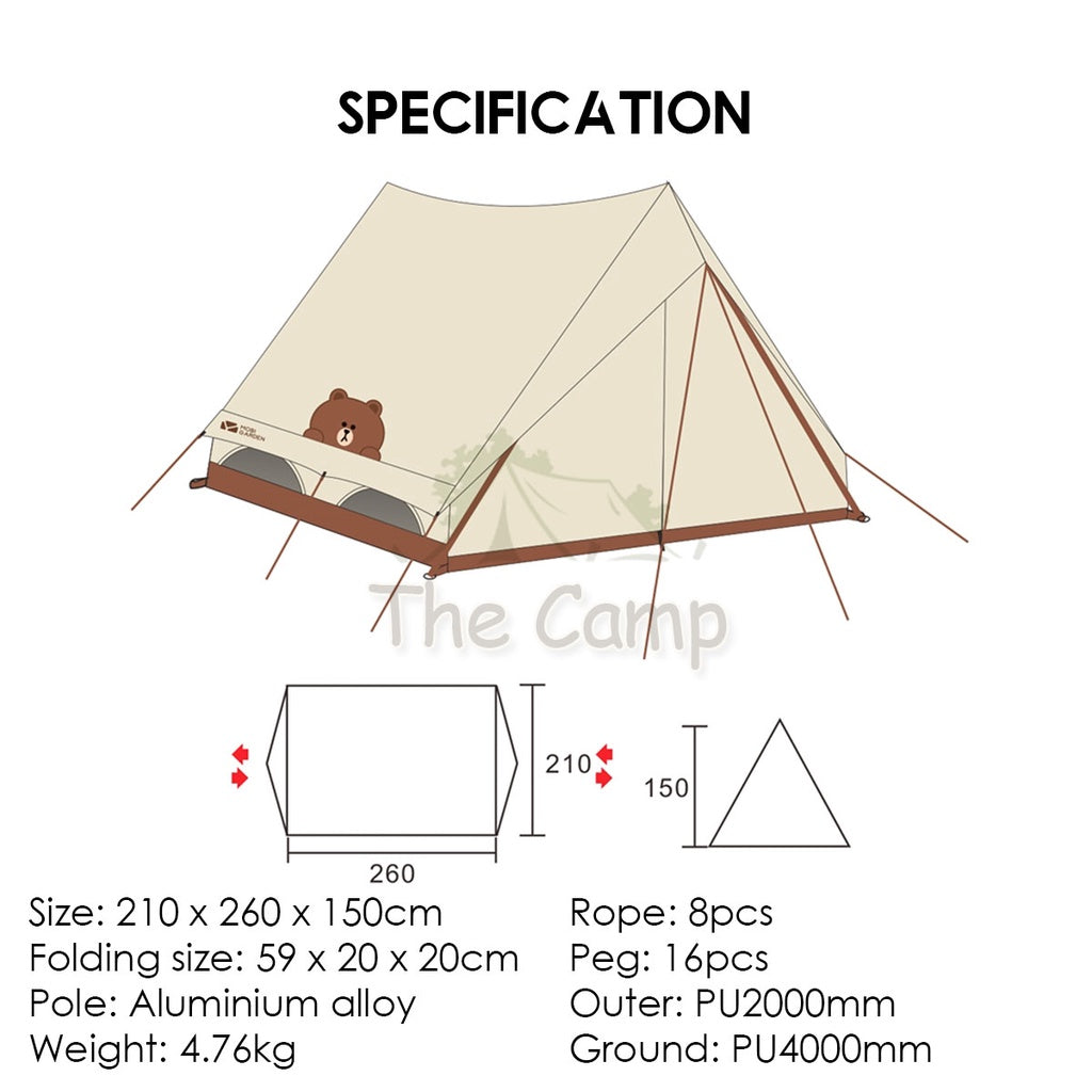 Mobi Garden Era 150 Line Friends Tent Large Space 2 3 4 People Quick Fast Rainproof Outdoor Camping Browns Naturehike