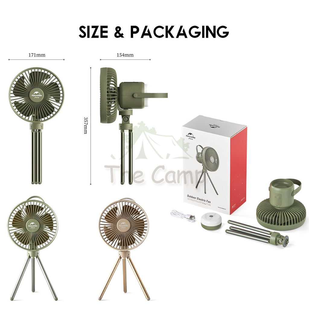 Naturehike Outdoor Multifunctional Portable Camping Fan with Magnetic LED Light Tripod Hanging Chair Tent Table Flysheet