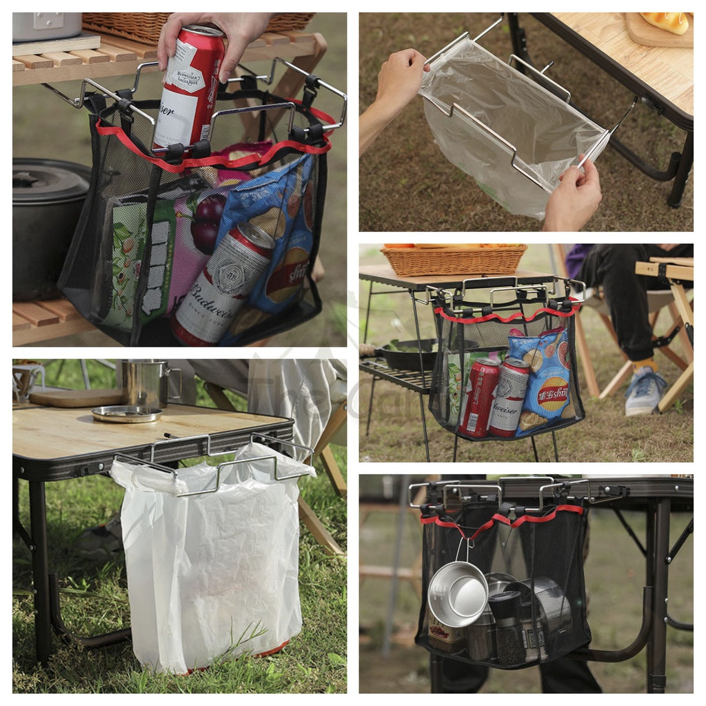 Table Side Rack Garbage Bin Disposable Portable Camping Rubbish Trash Holder Stand Stainless Steel Organizer Storage