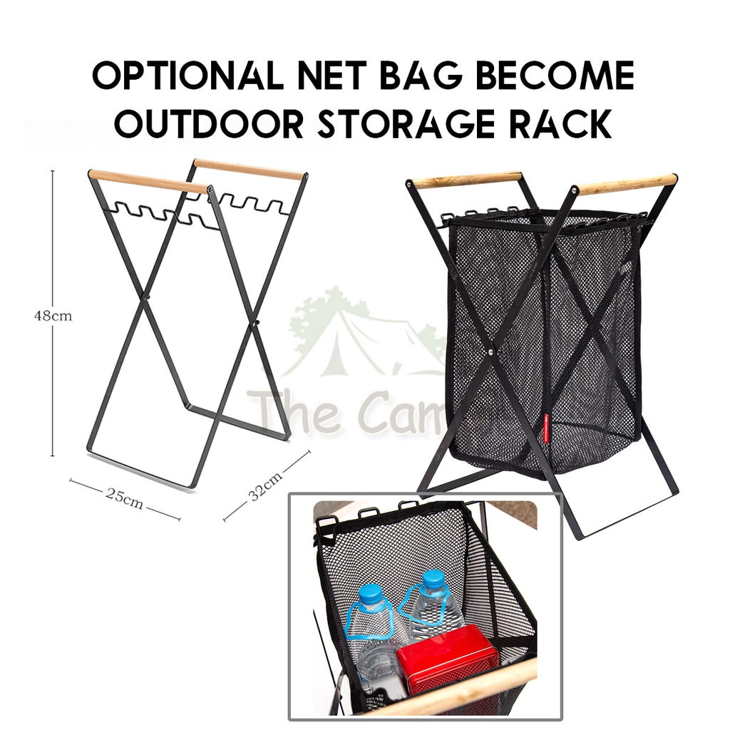 Foldable Garbage Frame Rack Bin Disposable Portable Rubbish Bag Outdoor Camping Trash Holder Stand Wood Steel Storage