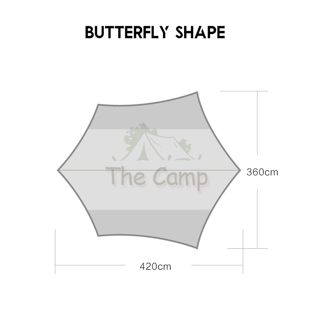 VIDALIDO Butterfly Tarp Flysheet Small Silver Coating Black Coated Camping Waterproof Shelter Tent Awning