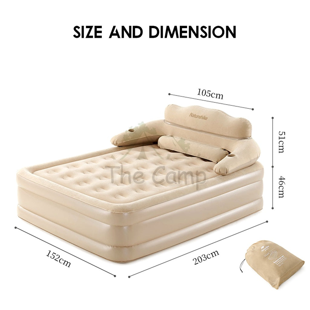 Naturehike Inflation Double Air Bed 46cm with Headrest Pump Mattress Inflatable Tent Bag Pole Nail Peg Tarp CNH22DZ002