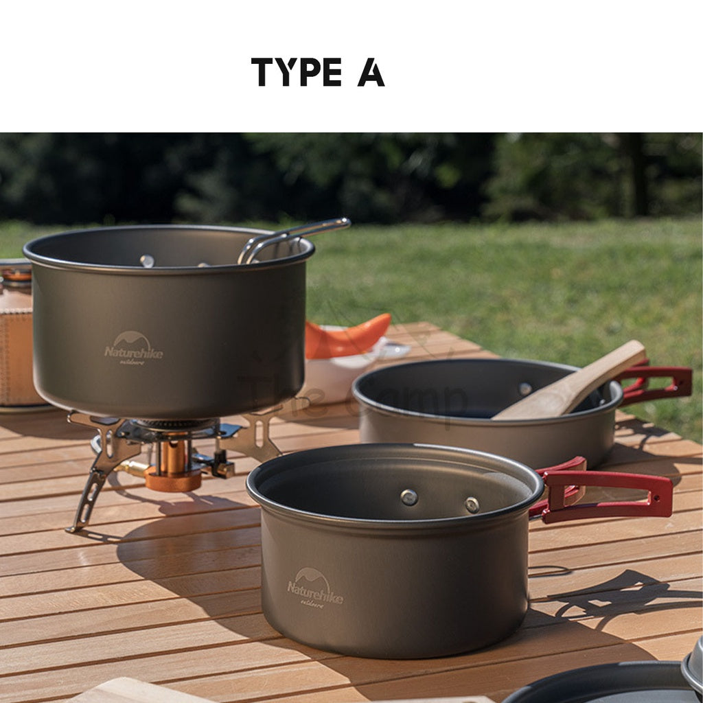 Naturehike Camping Cooking Pot Set 4 In 1 Cook Outdoor Lightweight Hiking Family Pots