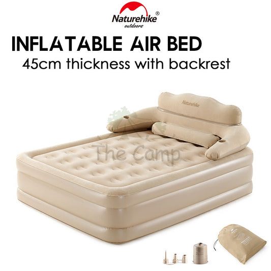 Naturehike Inflation Double Air Bed 46cm with Headrest Pump Mattress Inflatable Tent Bag Pole Nail Peg Tarp CNH22DZ002