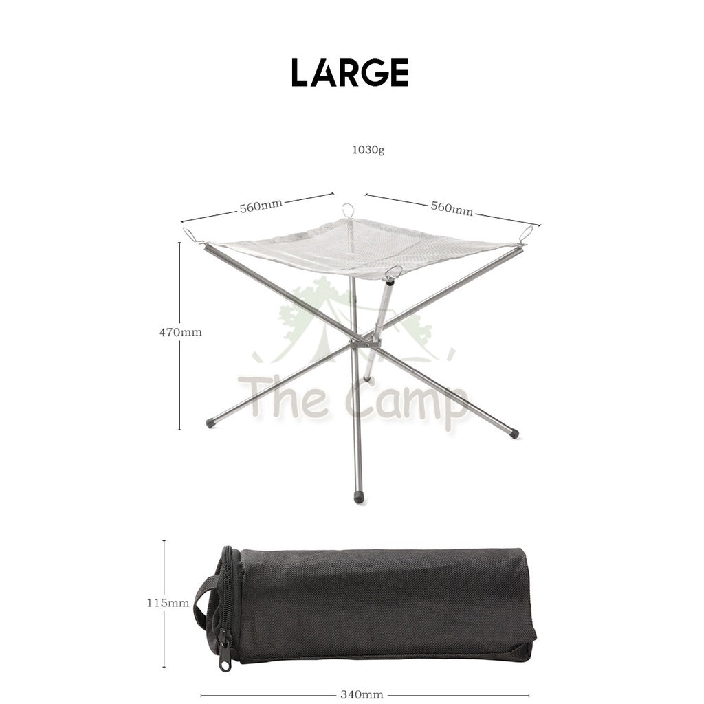 Outdoor Camping 304 Stainless Steel Mesh Fire Pit Portable Foldable Rack BBQ Tripod Triangle Bonfire Campfire Fireplace