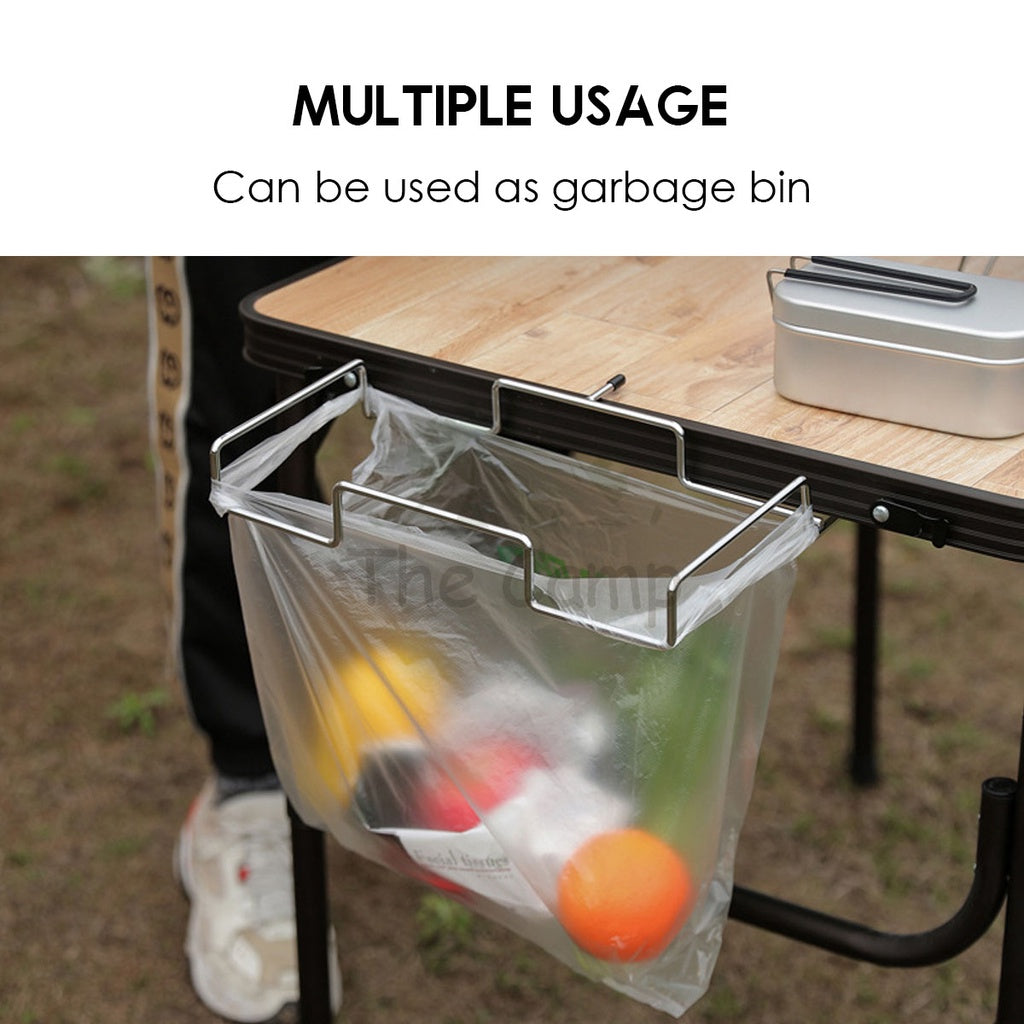 Table Side Rack Garbage Bin Disposable Portable Camping Rubbish Trash Holder Stand Stainless Steel Organizer Storage