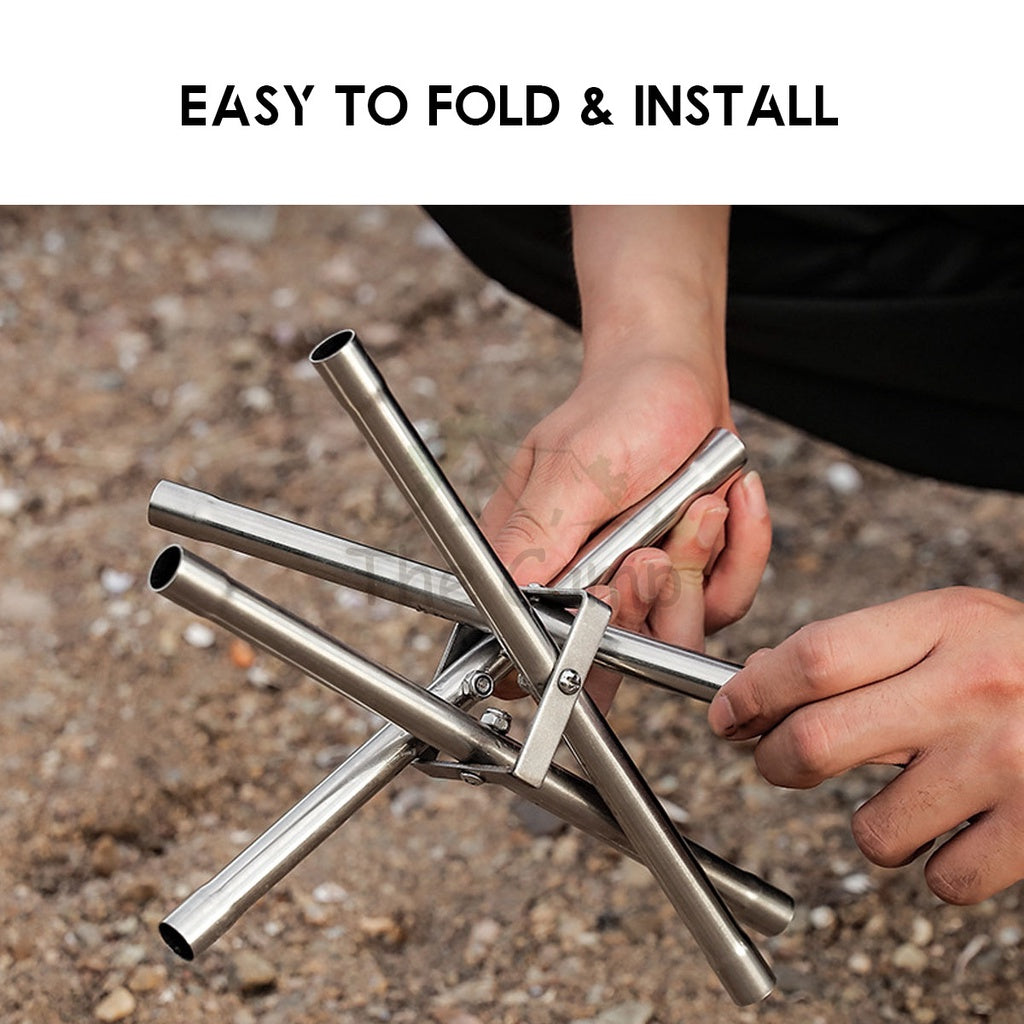 Outdoor Camping 304 Stainless Steel Mesh Fire Pit Portable Foldable Rack BBQ Tripod Triangle Bonfire Campfire Fireplace