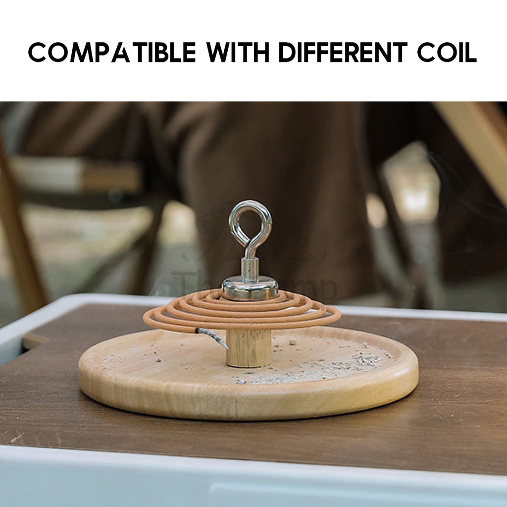 Outdoor Camping Mosquito Coil Rack Holder with Magnetic Box Solid Wood Repellent Incense Tent Flysheet Pole Chair Peg