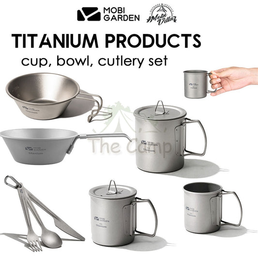 Mobi Garden Titanium Series Product Cup Bowl Cutlery Set Fork Spoon Knife Cookware Utensil