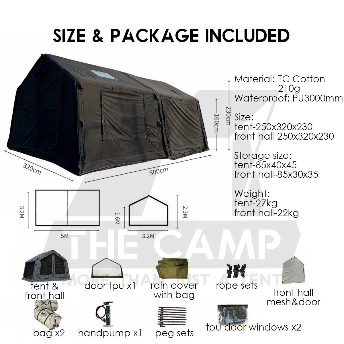 Spark MARS08 Air Tent 8+8m2 Large Space MARS Army Green Camo Black Dark Gray Grey Tactical Equivalent Coody 8.0 PRO