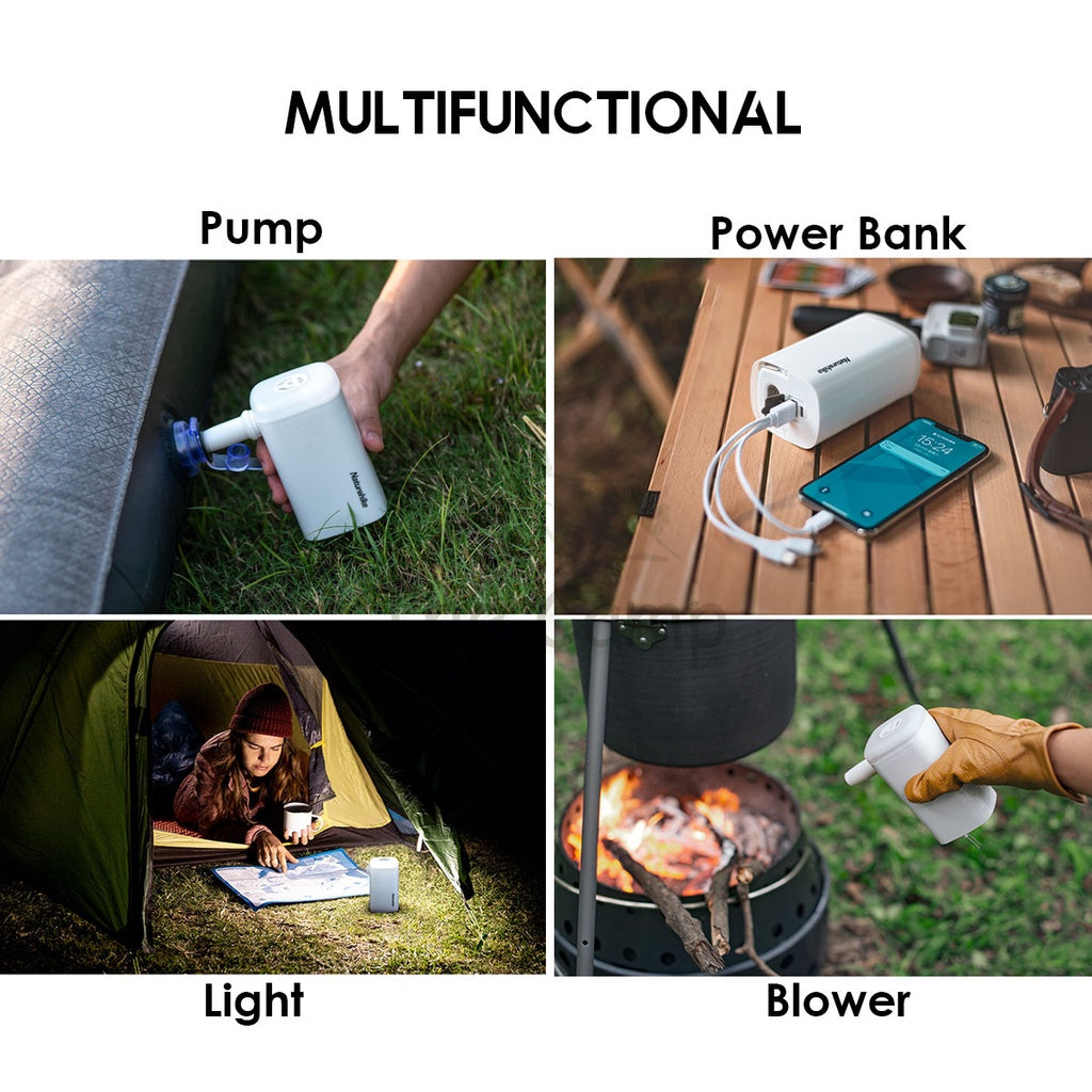 Naturehike 3 in 1 Rechargeable Air Pump + LED Lamp Light Lantern for Inflatable Mattress Pillow Camping