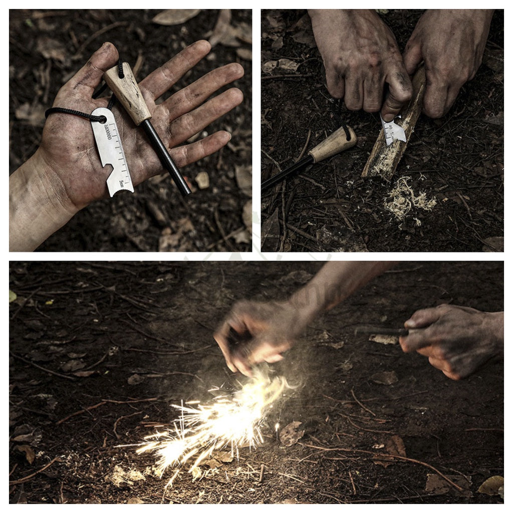Outdoor Magnesium Fire Starter Ferro Rod Flint Stone with Ruler Camping Api Batu Emergency Survival Spark Lighter