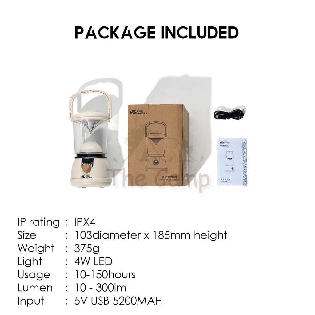 Mobi Garden Super Bright 3 Color Mode Stepless Dimming LED Hanging Table Lamp Camping Light Outdoor USB Hiking Fishing