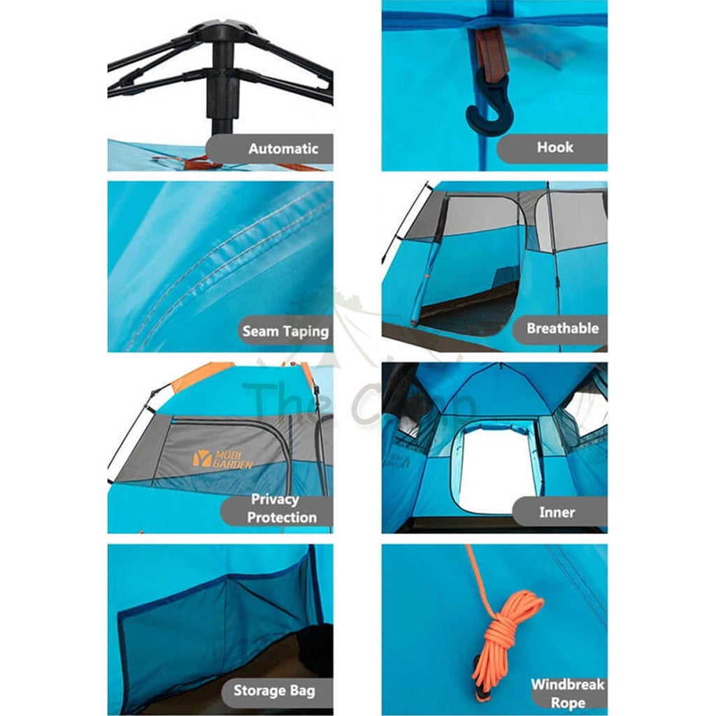 Mobi Garden Camping Family Automatic Tent Large Space Front Hall 2 3 4 People Quick Fast Rainproof Outdoor Tent Camp