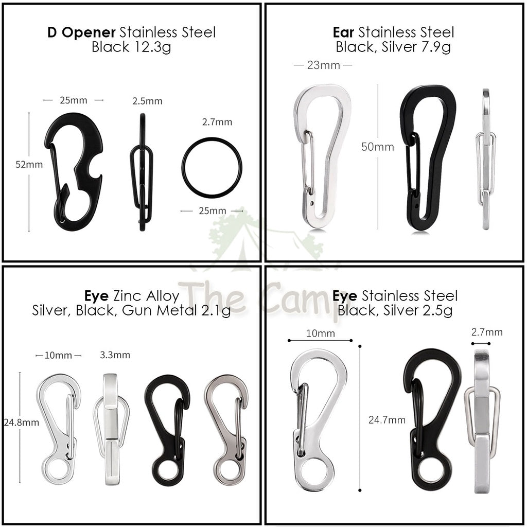 Carabiner D Shape S Shape Aluminium Stainless Steel Buckle Clip Key Chain Outdoor Camping Paracord Spring Keyring Hook
