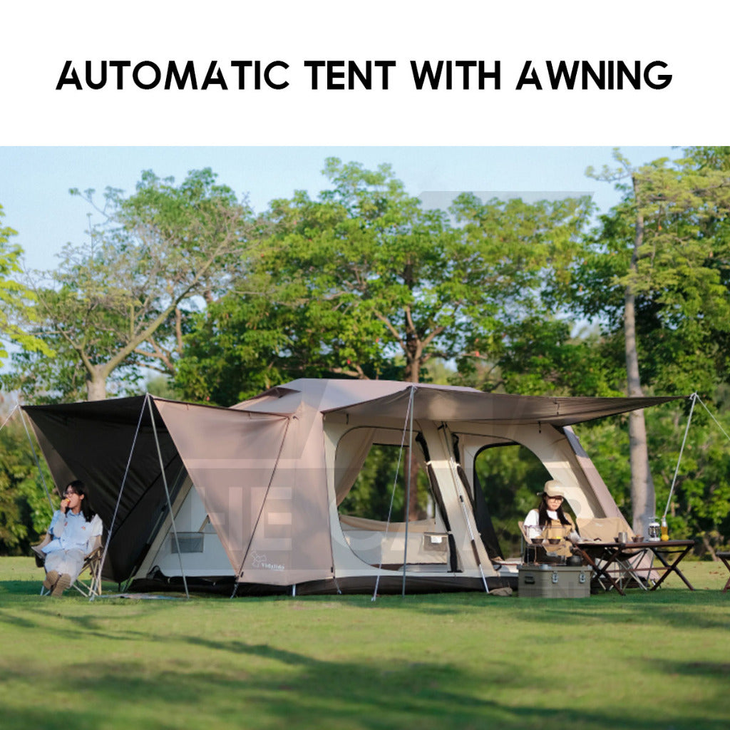 Vidalido Vicore Automatic Tent Large Mini Black White Camping Flysheet Pole Chair Table Rope Bag Rack Bed Mattress Sleep