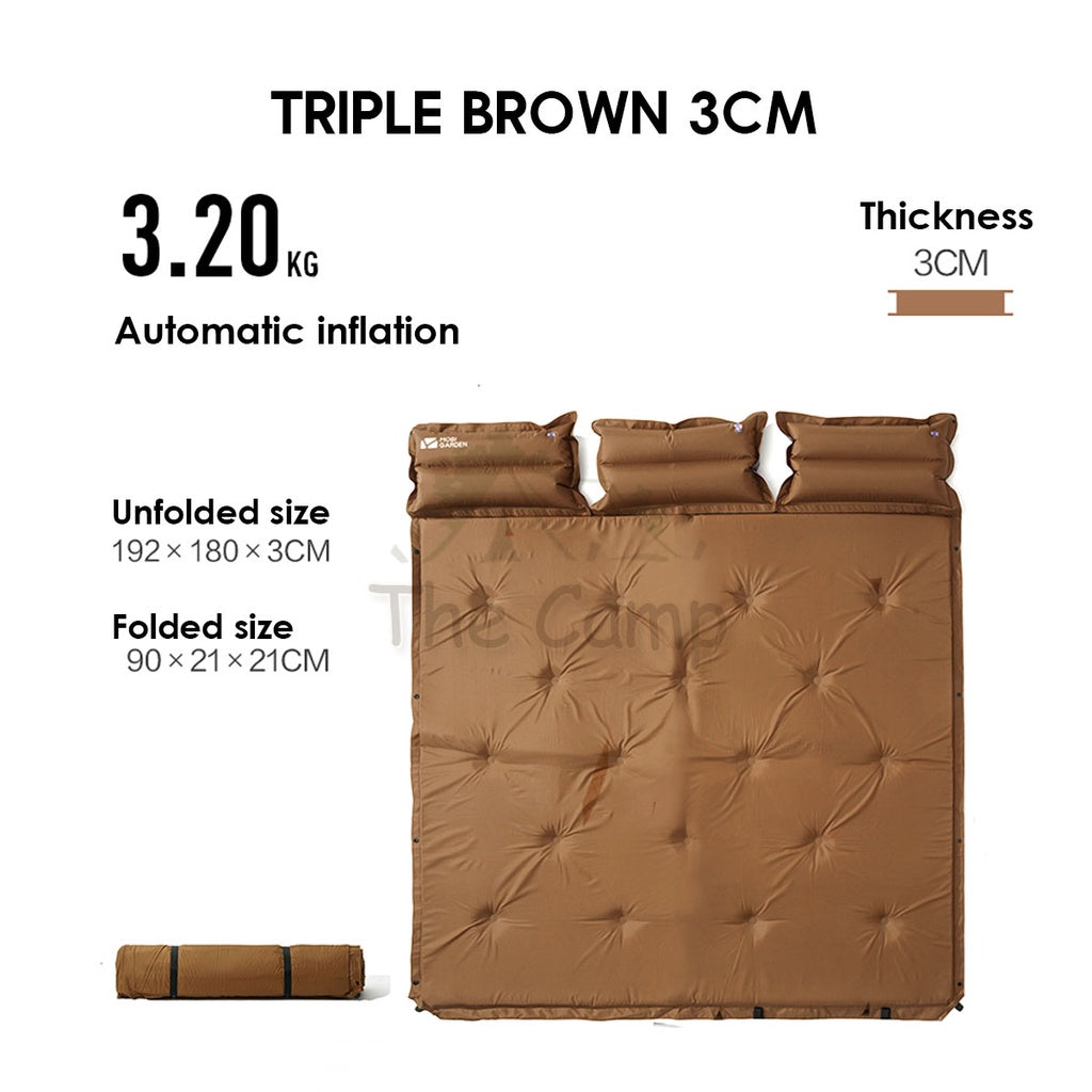 Mobi Garden Sponge Auto Inflation Bed Camping Mattress Inflatable Triple Outdoor Tent Foldable Family Naturehike