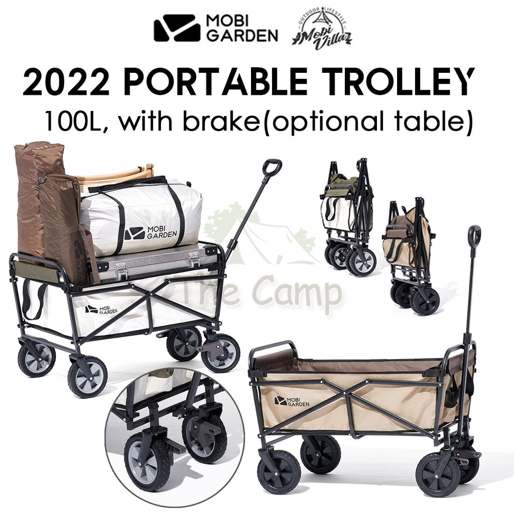 Mobi Garden 2022 Camping Portable Trolley Wagon with Brake 100L Folding Foldable Outdoor Tent Flysheet Table Naturehike