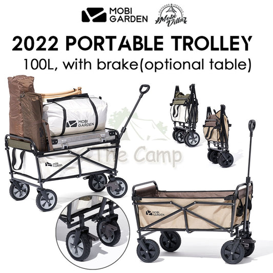 Mobi Garden 2022 Camping Portable Trolley Wagon with Brake 100L Folding Foldable Outdoor Tent Flysheet Table Naturehike