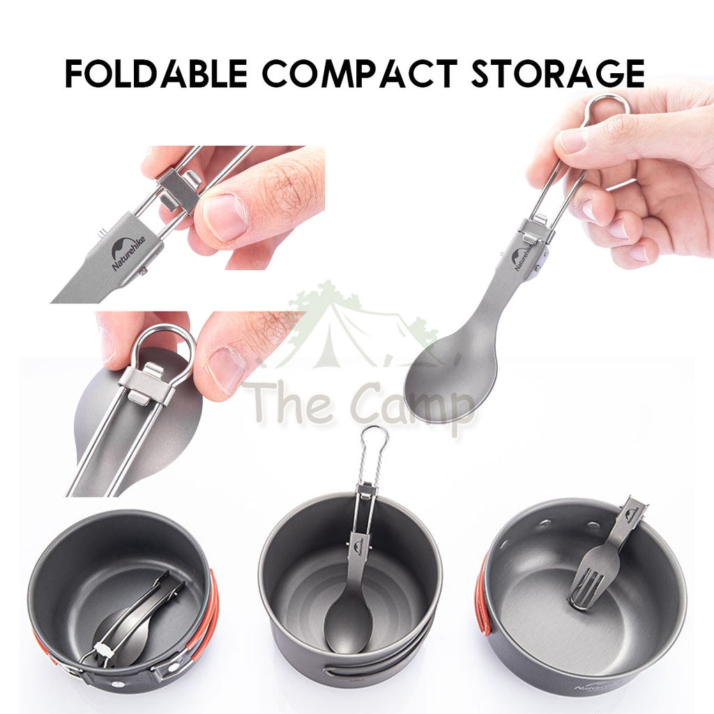 Naturehike Titanium Series Product Cup Bowl Cutlery Set Spork Fork Spoon Knife Cookware Utensil Camping Mobi Garden