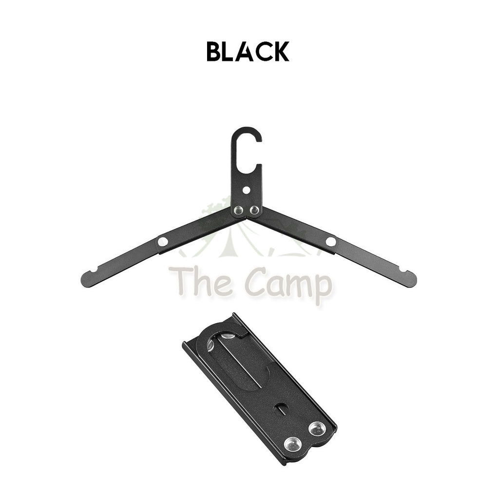 Camping Foldable Outdoor Clothes Hanger Aluminum Cloth Portable Hiking Table Chair Flysheet Tarp Bag Pole Nail Peg Black