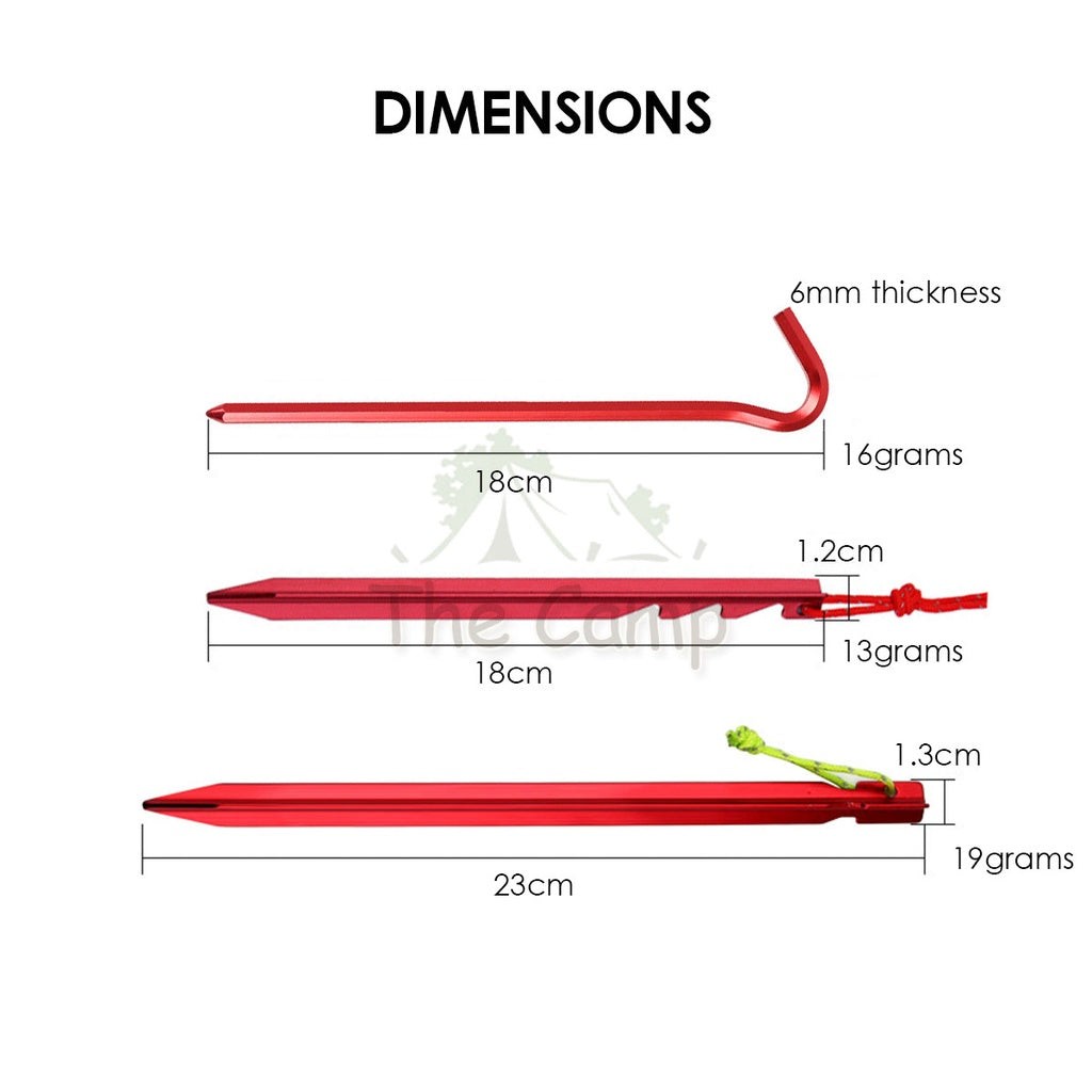 Aluminium Alloy Tent Peg 18cm 23cm with Rope Sand Hexagon Ultralight Stake Camping Sand Flysheet Nail Tarp Awning Beach