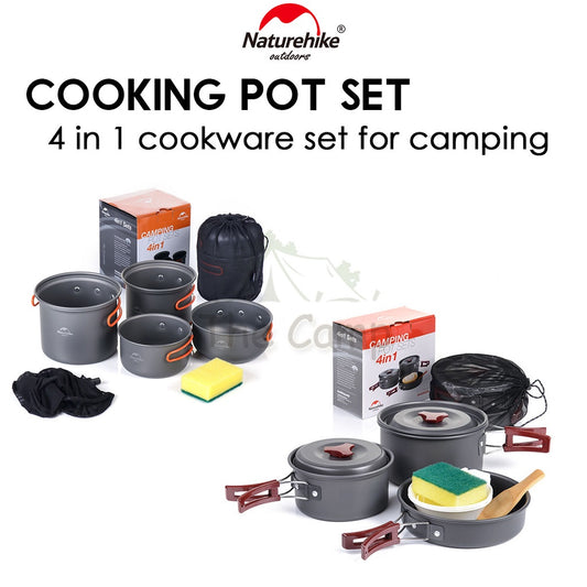 Naturehike Camping Cooking Pot Set 4 In 1 Cook Outdoor Lightweight Hiking Family Pots