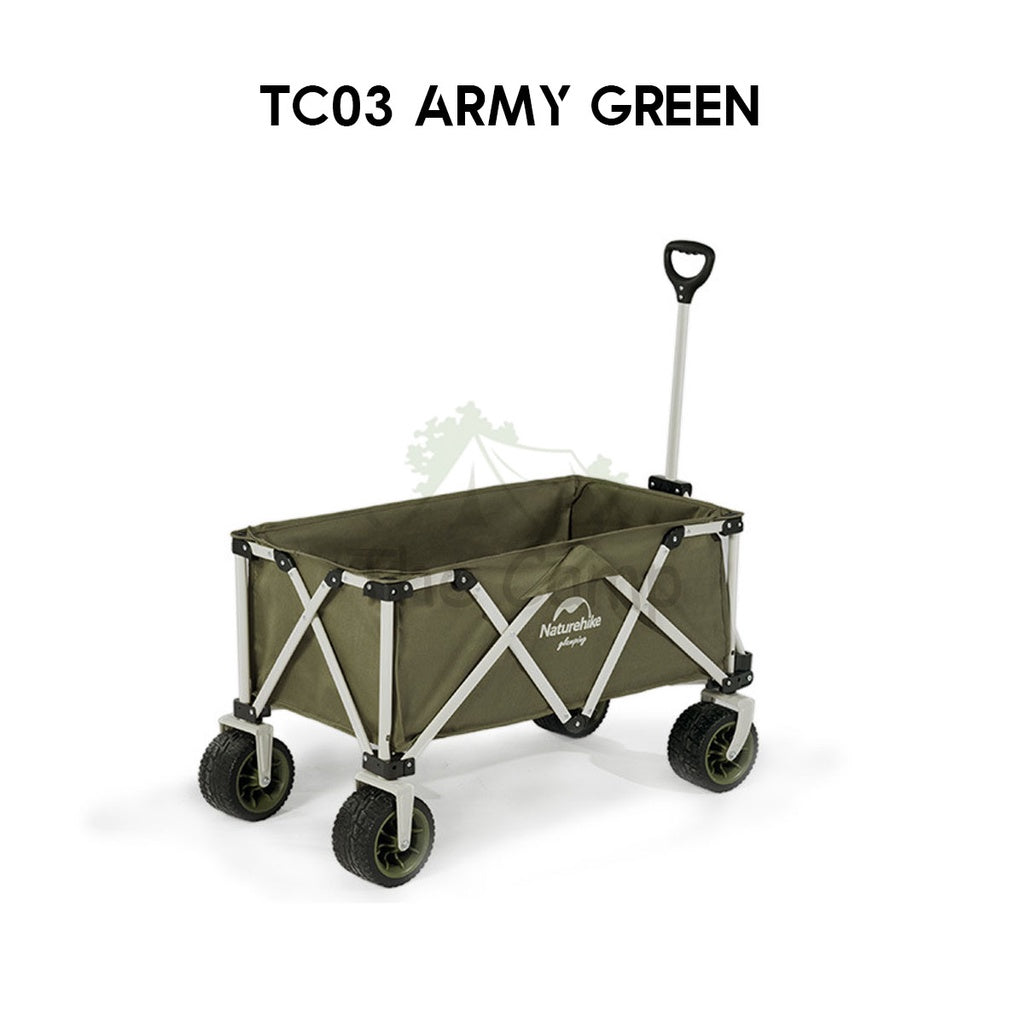 Naturehike Camping Portable TC03 Wagon Cart with Brake 10cm Thick Wheel 7 Inch 140L Litre Fast Easy Folding Trolley
