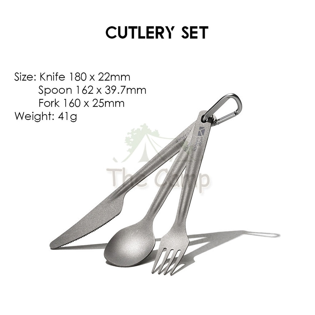 Mobi Garden Titanium Series Product Cup Bowl Cutlery Set Fork Spoon Knife Cookware Utensil