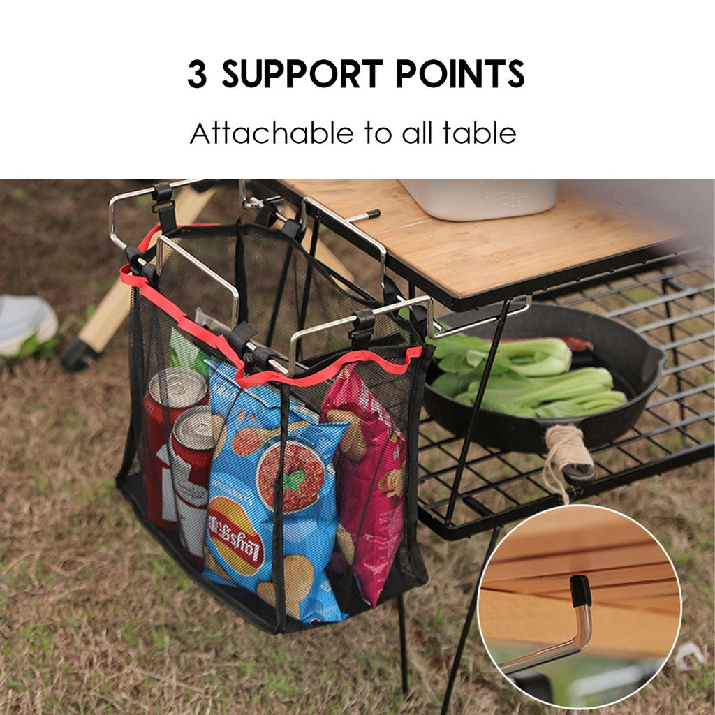 Table Side Rack Garbage Bin Disposable Portable Camping Rubbish Trash Holder Stand Stainless Steel Organizer Storage