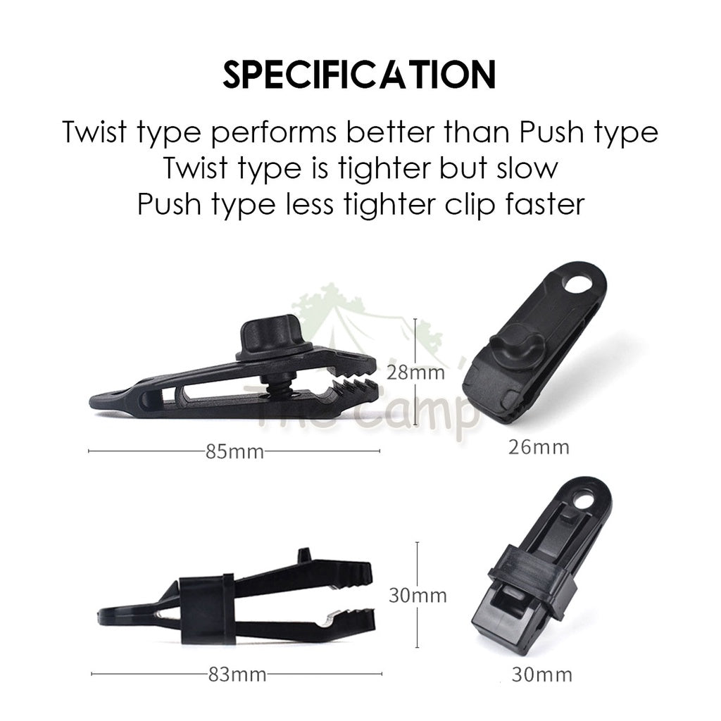 Heavy Duty Flysheet Clip Tarp Clip Tent Crocodile Clip Shark Clamp Outdoor Tarpaulin Clips Awning Paracord Rope