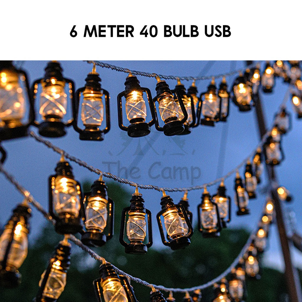 Outdoor LED Fairy Light Bulb Kerosene Solar Design Ball String USB Battery 5m 6m Camping Wedding Decoration Xmas