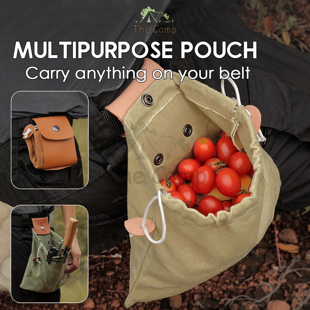 Outdoor Multipurpose Pouch Nail Tent Peg Camping Portable Multifunction Bag Foldable Fruit Bag Khaki Camo