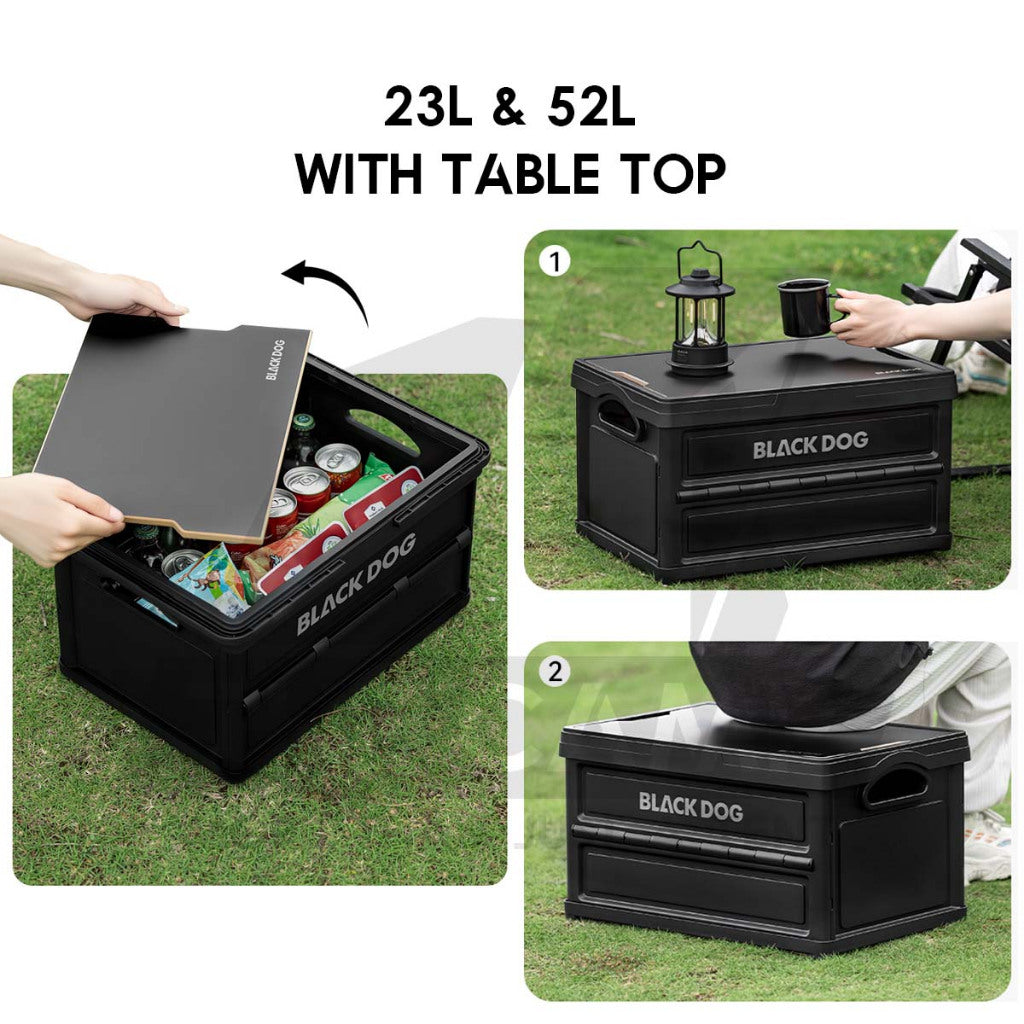 Blackdog Foldable Box Folding Storage Box Handle Outdoor Camping Portable Compact Size Black CBD2550XB015 CBD2550XB014