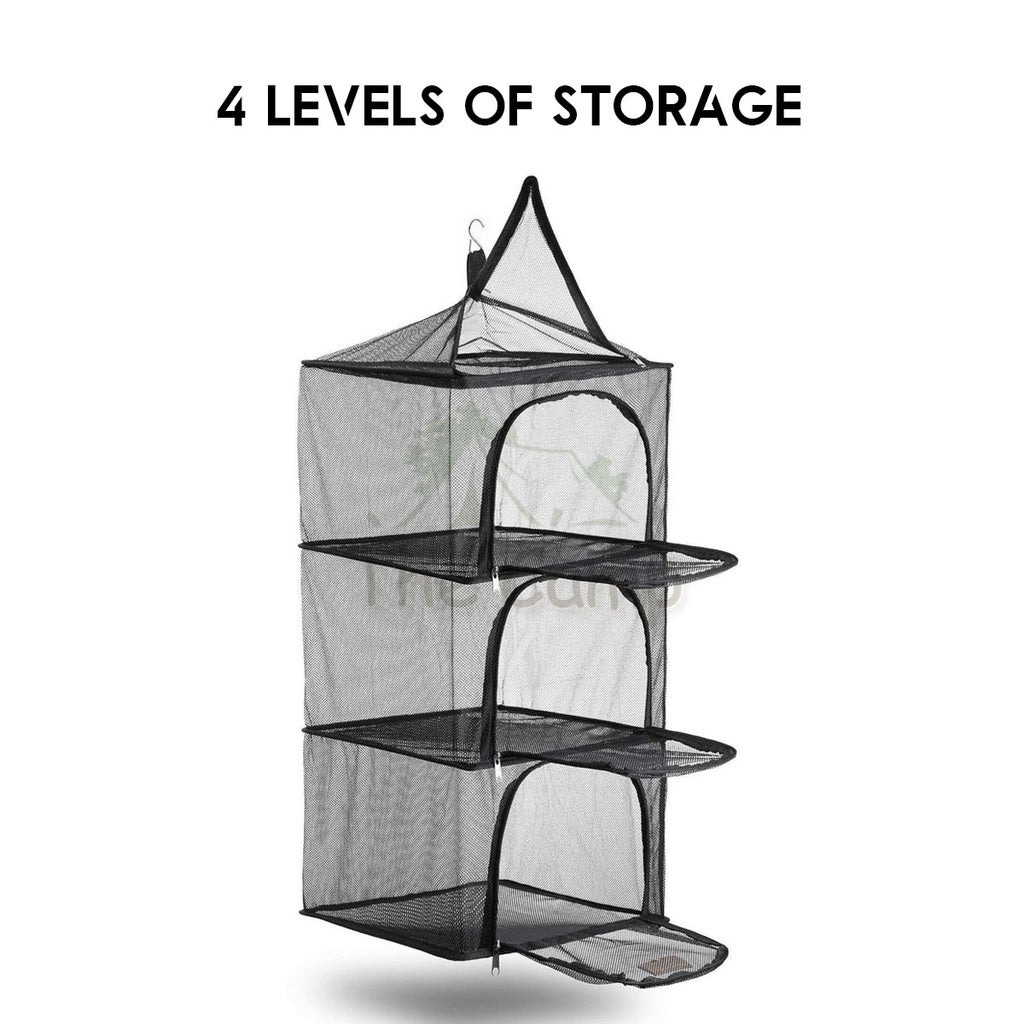 Portable Hanging Standing Rack Net Mesh Bag Foldable 4 Layers Dish Shelf Camping Equipment Dryer Utensils Storage Drying