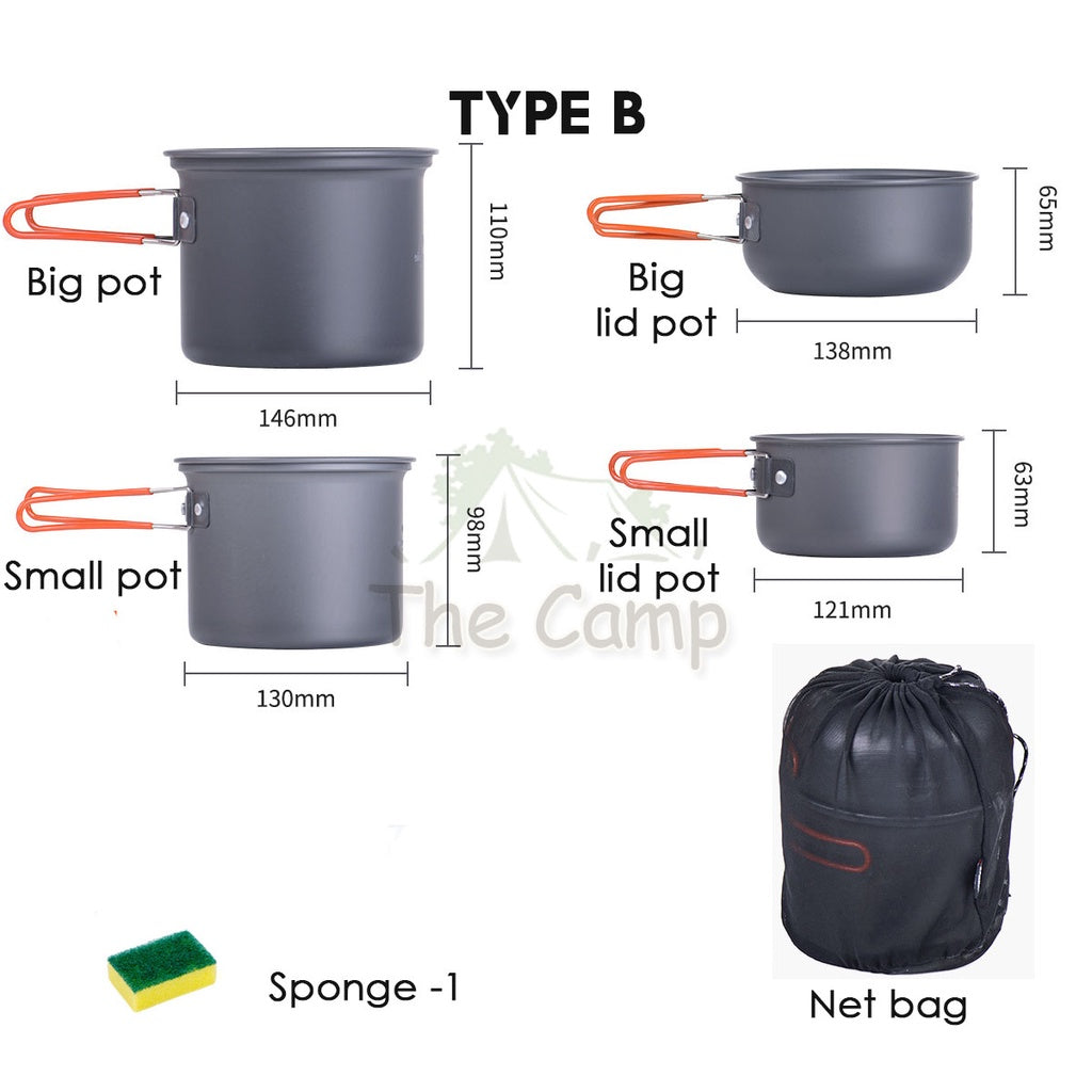 Naturehike Camping Cooking Pot Set 4 In 1 Cook Outdoor Lightweight Hiking Family Pots