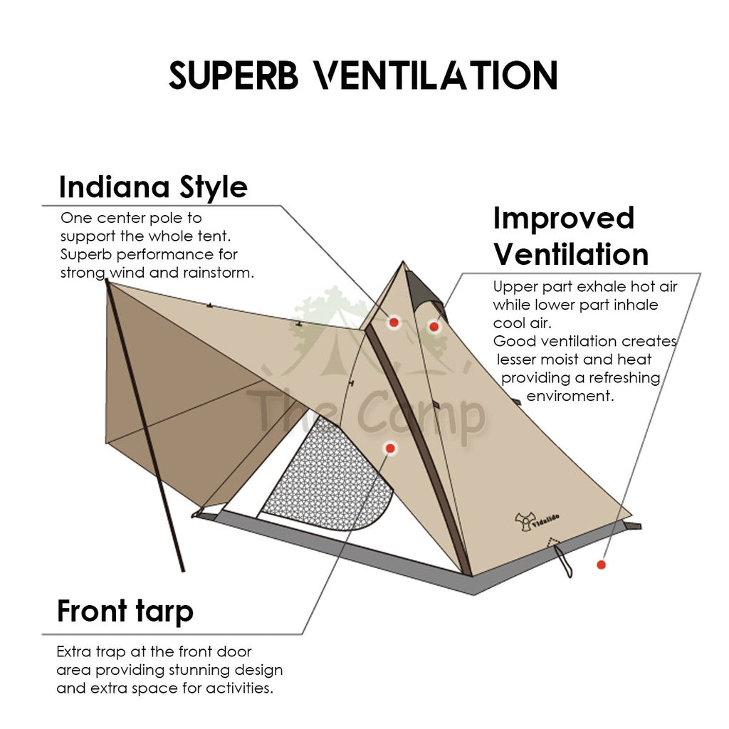 Vidalido Camping Teepee Tent MS MX Pro Large Space 2 3 4 People Quick Fast Silver Coated Rainproof Camp UPF50+