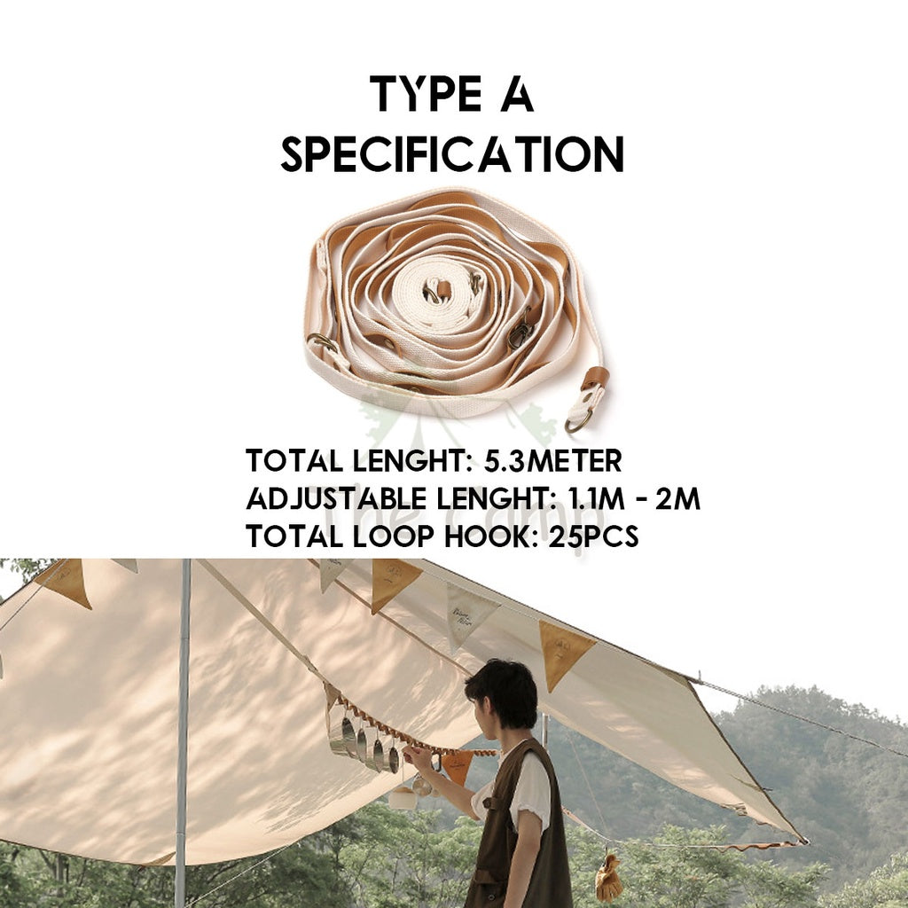 Outdoor Camping Hanging Strap Rope Tent Belt Light Hanger Hanging String Lanyard Hook Carabiner Buckle Black Shinetrip