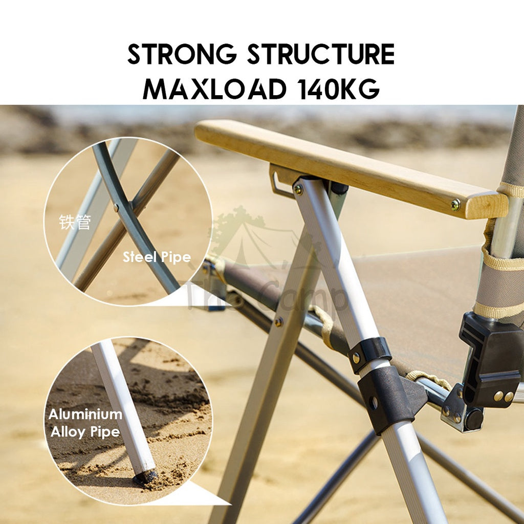 Naturehike Recliner Chair with Arm Rest Portable Adjustable Outdoor Camping Kerusi Healing High Back NH17T003-Y TY03