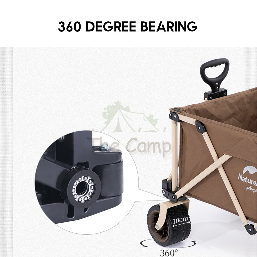 Naturehike Camping Portable TC03 Wagon Cart with Brake 10cm Thick Wheel 7 Inch 140L Litre Fast Easy Folding Trolley