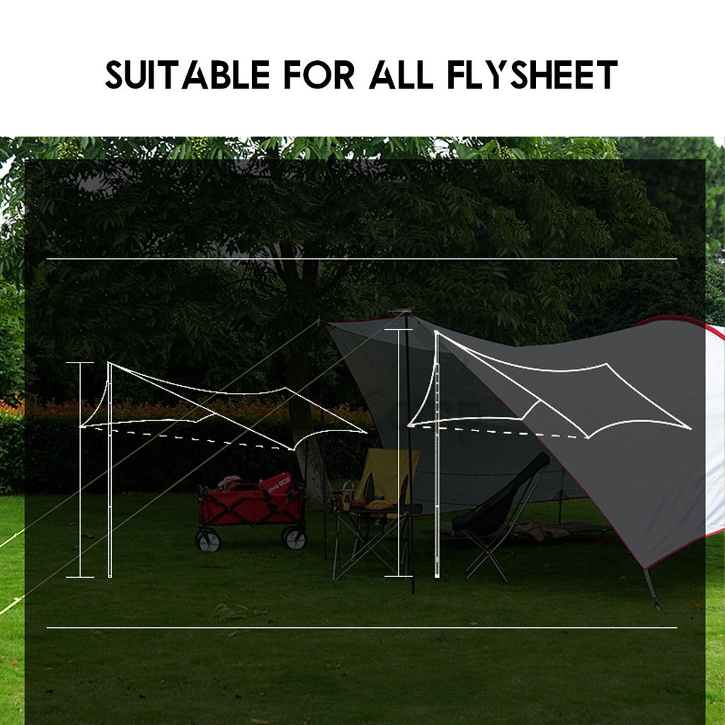 Telescopic Adjustable Flysheet Pole 2.4meter Camping Aluminium Alloy Lightweight Tent Stand Bag Nail Peg CLS