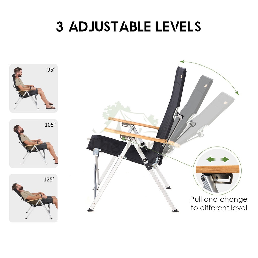 Naturehike Recliner Chair with Arm Rest Portable Adjustable Outdoor Camping Kerusi Healing High Back NH17T003-Y TY03