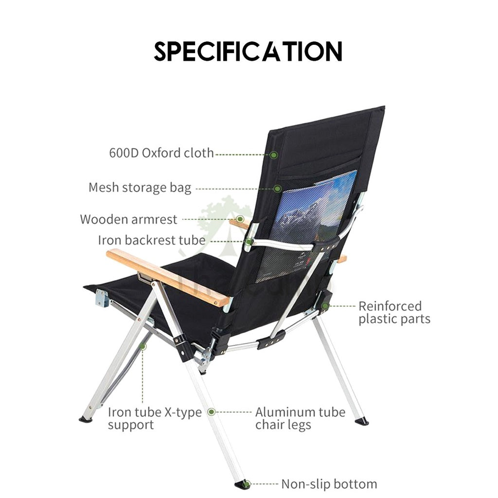 Naturehike Recliner Chair with Arm Rest Portable Adjustable Outdoor Camping Kerusi Healing High Back NH17T003-Y TY03