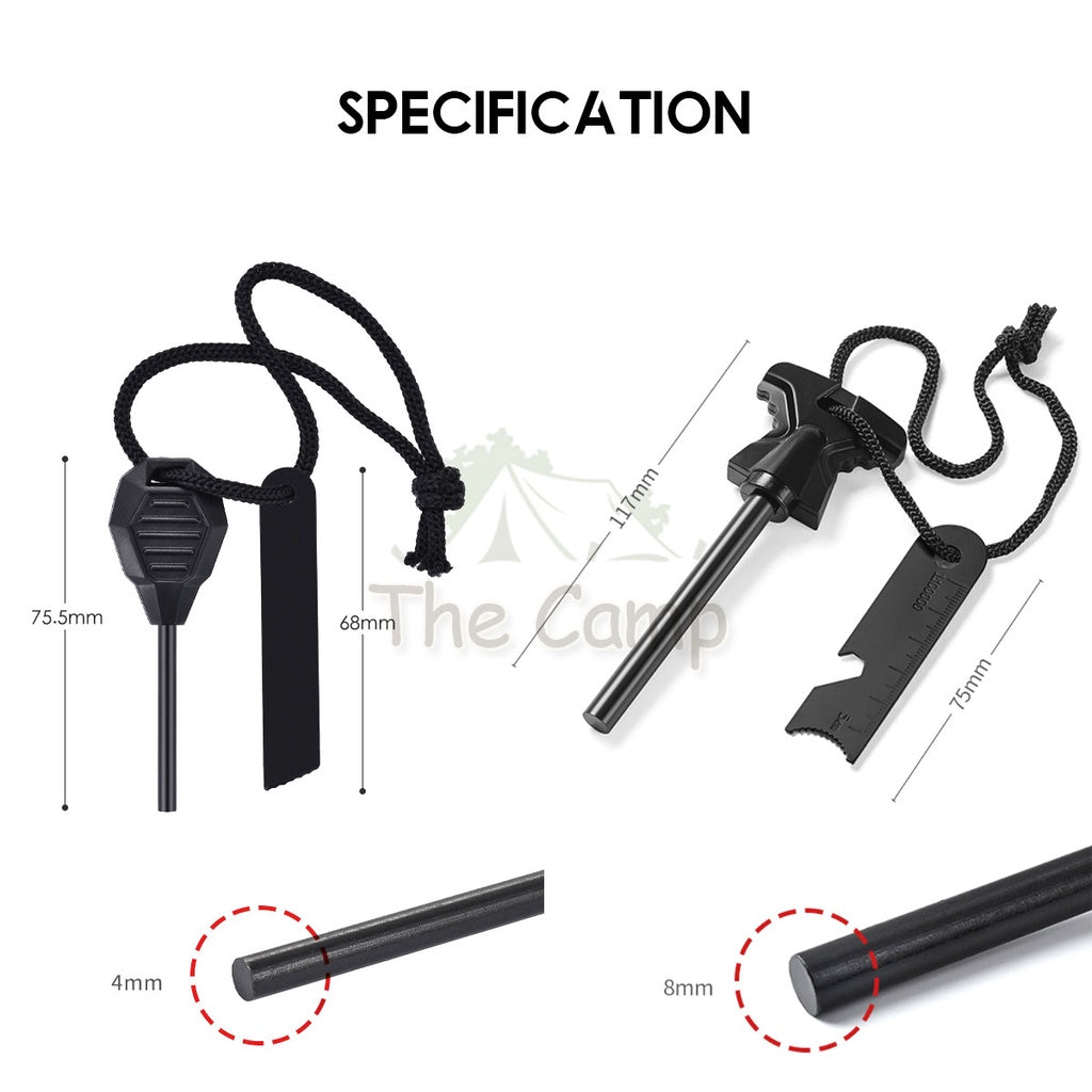 Outdoor Magnesium Fire Starter Ferro Rod Flint Stone with Ruler Camping Api Batu Emergency Survival Spark Lighter