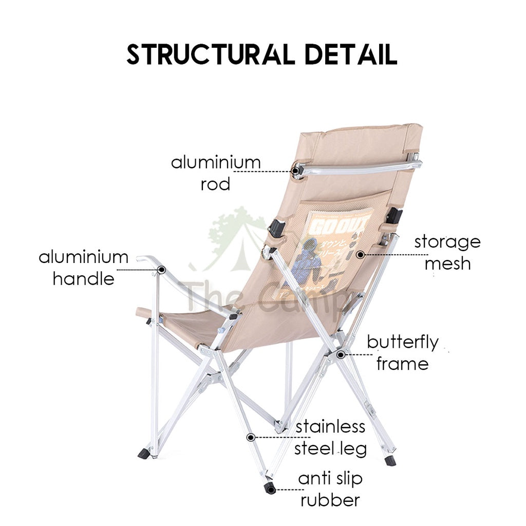 Naturehike Folding Chair Camping Highback Chair with Armrest Arm Rest Outdoor Foldable Aluminium Lightweight NH20JJ032